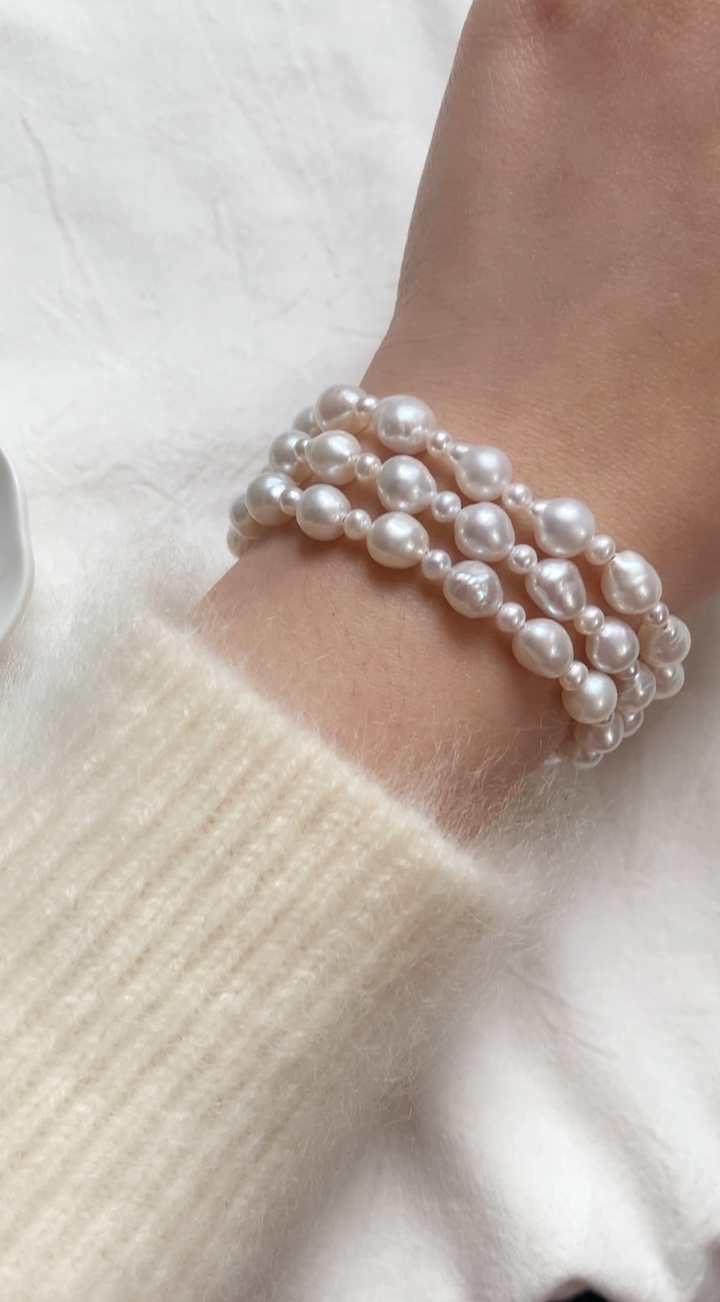 Genuine 6.5-7mm Pearls Elastic Bracelet