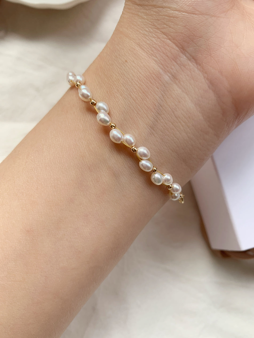 Dainty Rice Pearl Braided Bracelets