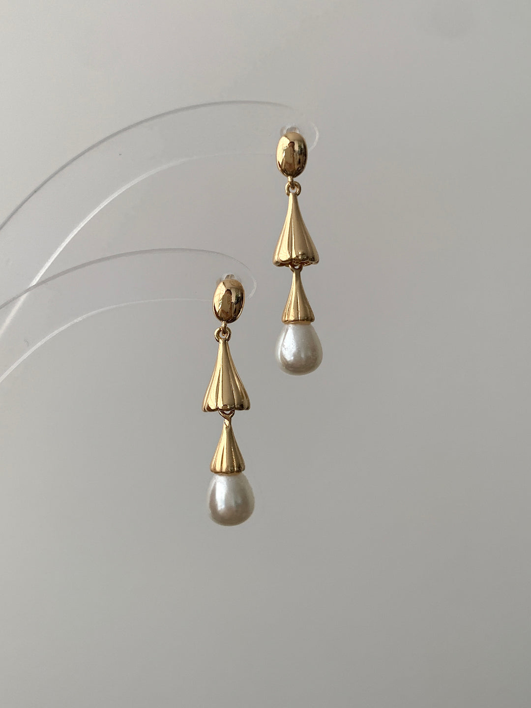 Vintage Teardrop Pearl Bridal Drop Earrings