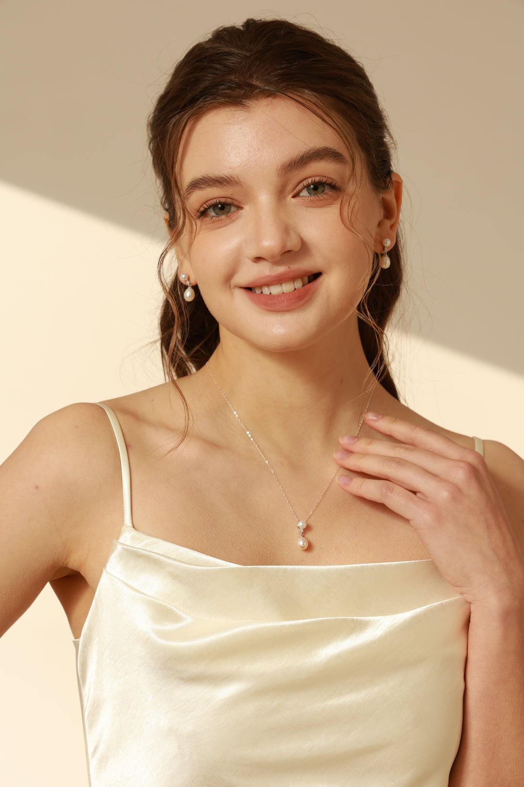 Delphine Genuine Pearl Sterling Silver Bridal Jewelry Set