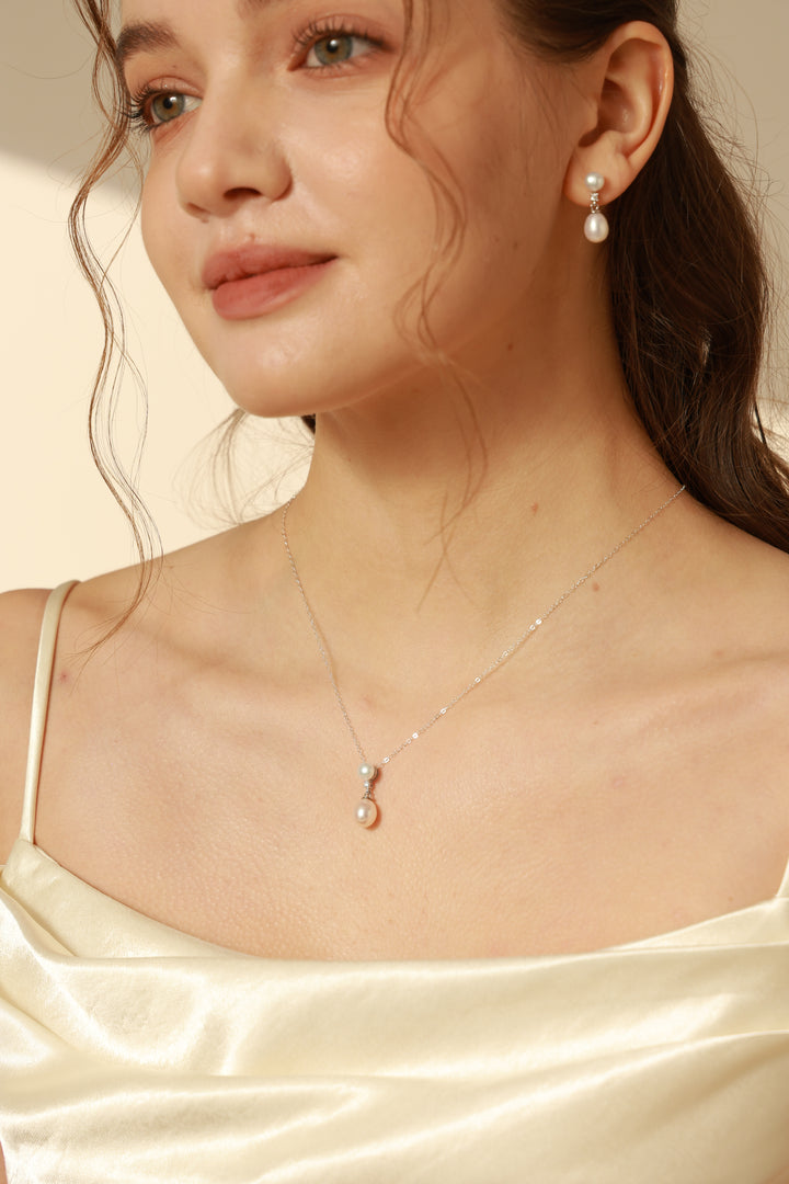 Delphine Genuine Pearl Sterling Silver Bridal Jewelry Set