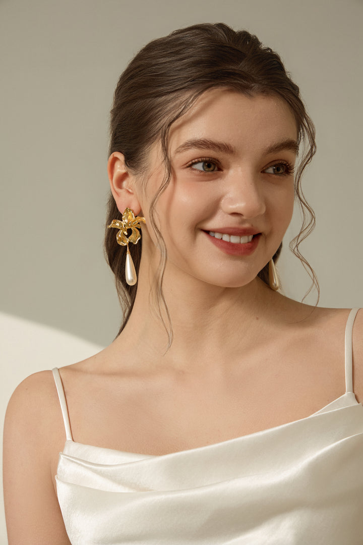 Vintage Dramatic Floral Long Earrings