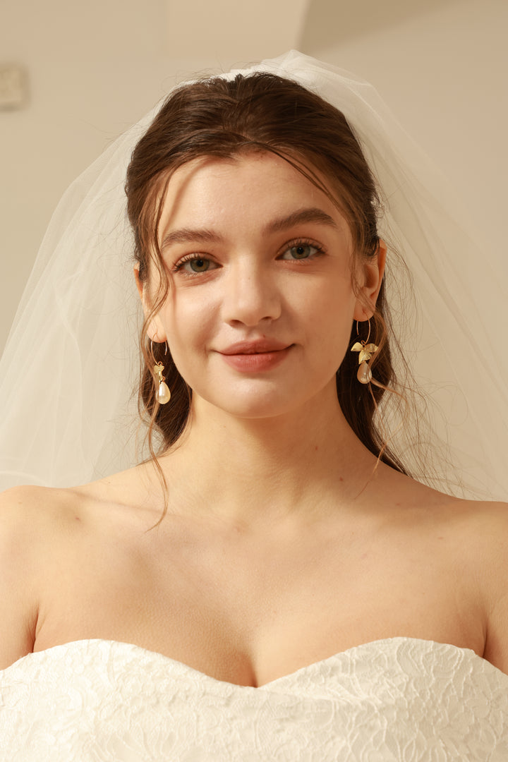 Vintage Floral Gold Filled Hook Drop Earrings