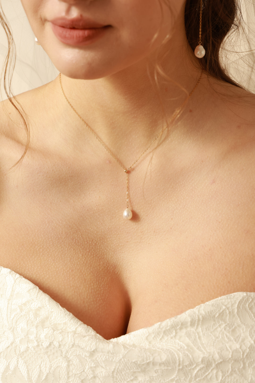 Amélie Teardrop Pearls Gold Filled  Bridal Jewelry Set