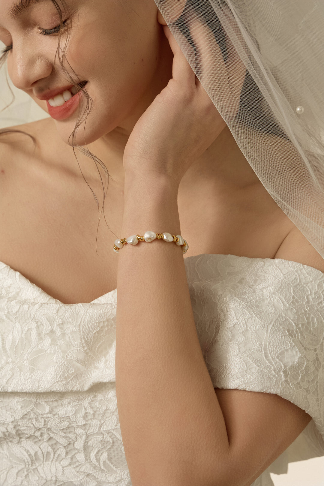 Genuine Baroque Pearls Beaded Bridal Bracelet