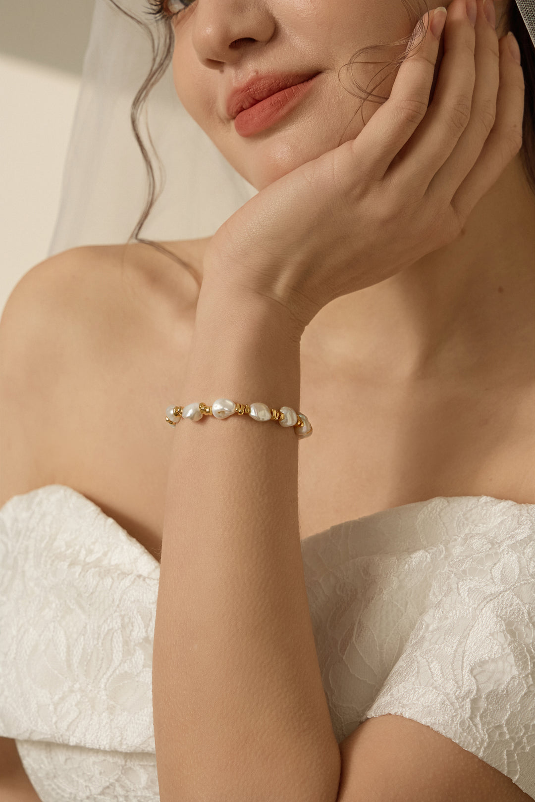 Genuine Baroque Pearls Beaded Bridal Bracelet