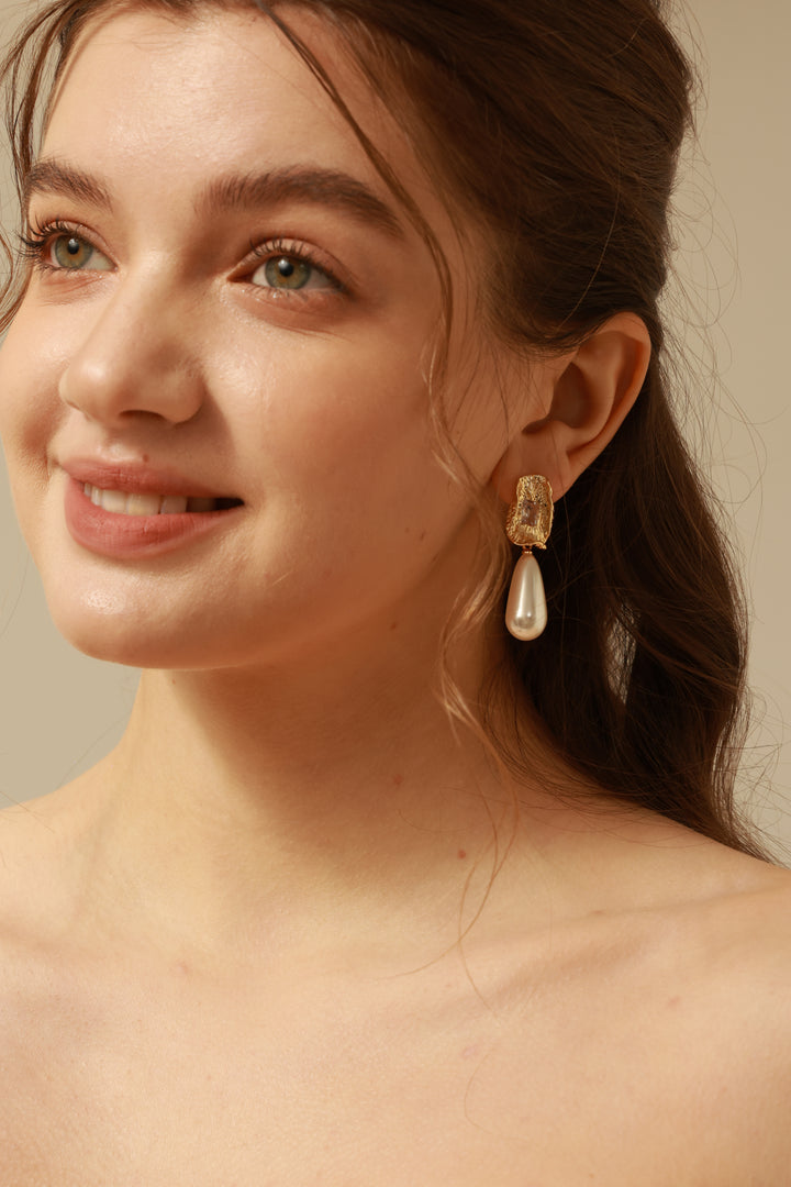 Vintage Style Zircon Pearls Drop Earrings