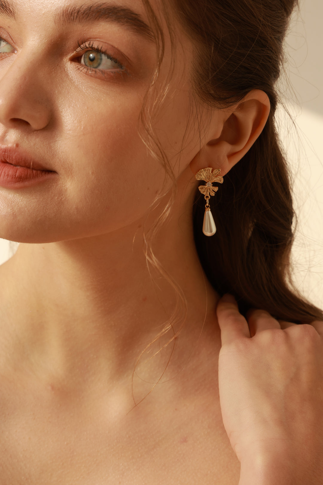 Maple Zircon Pearls Drop Bridal Earrings
