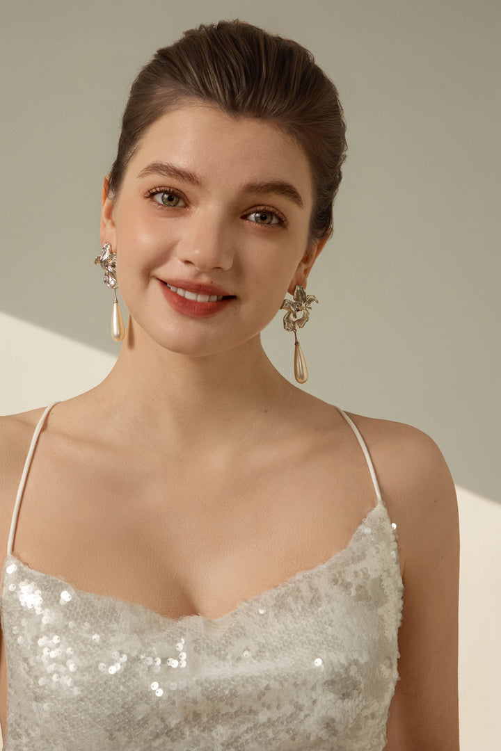 Vintage Dramatic Floral Long Earrings