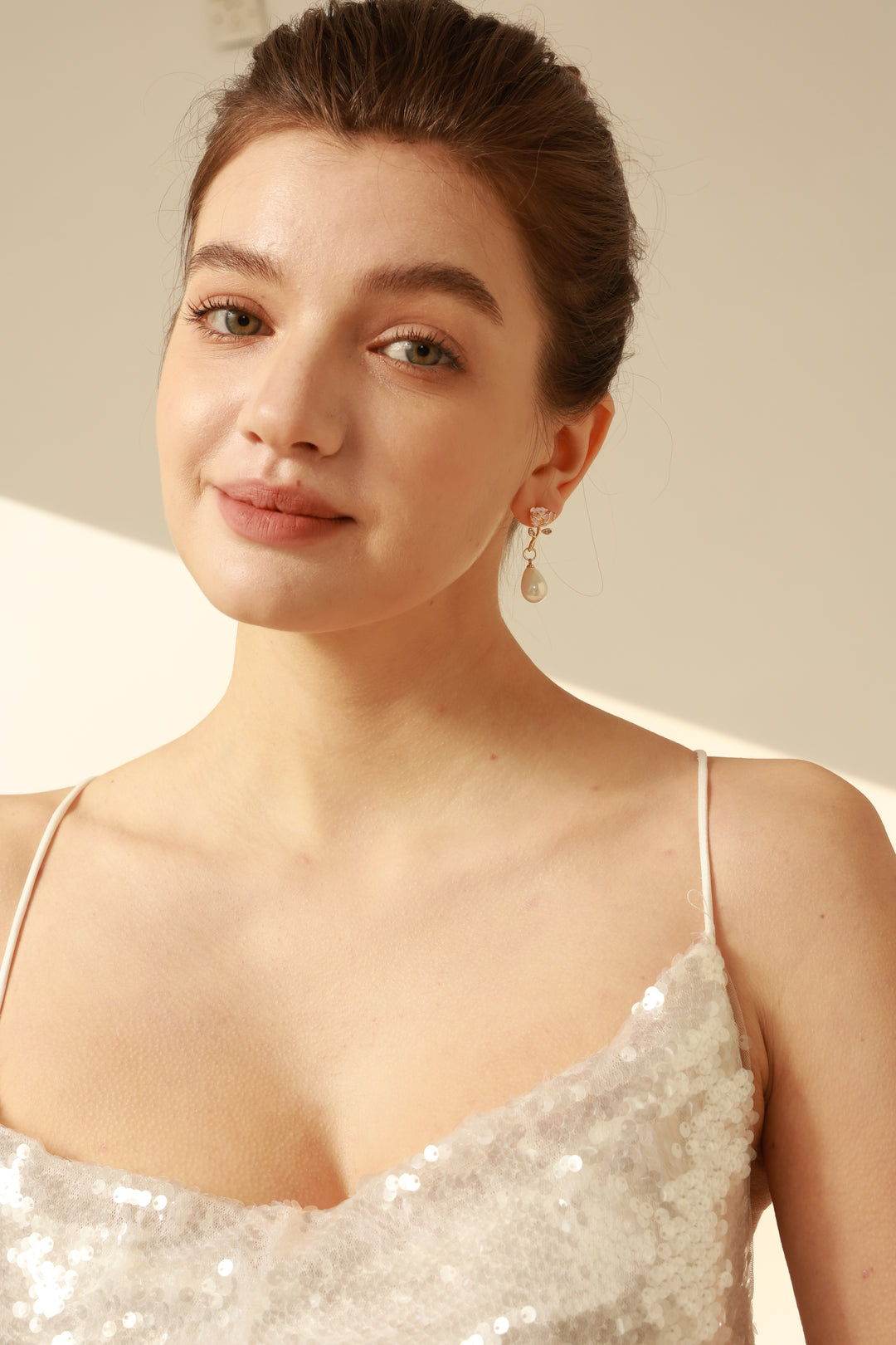 Rose Blossom Pearl Drop Earrings