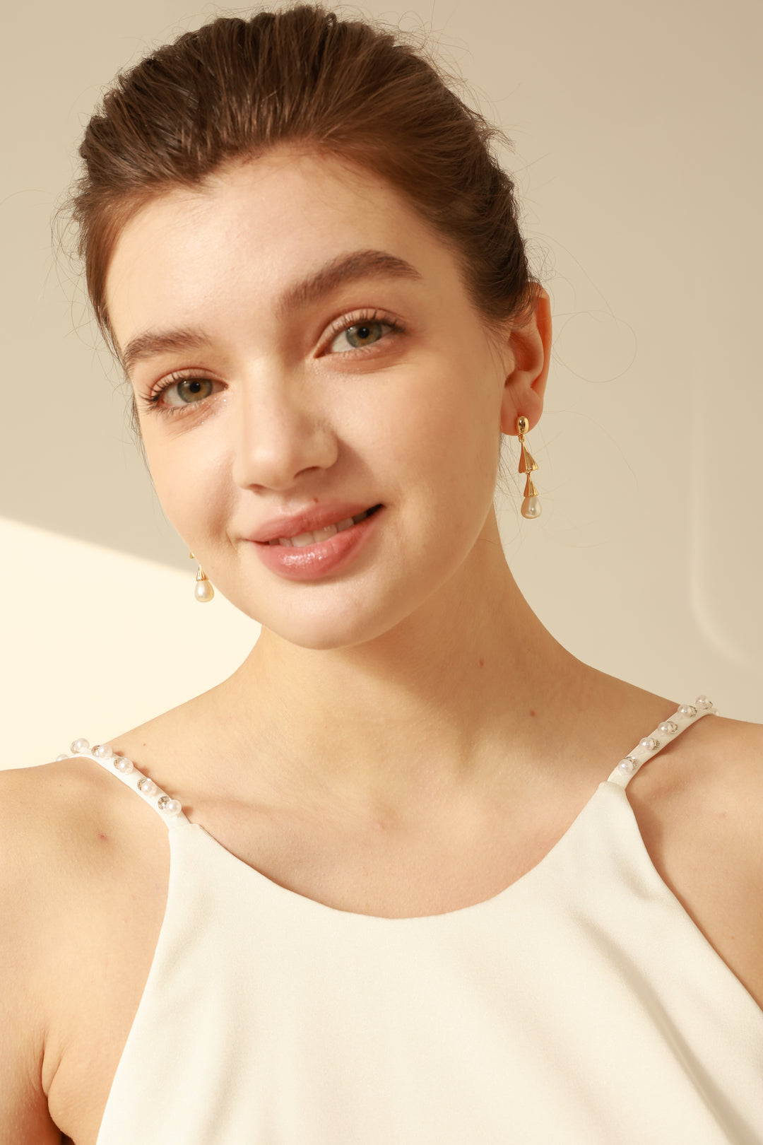 Vintage Teardrop Pearl Bridal Drop Earrings