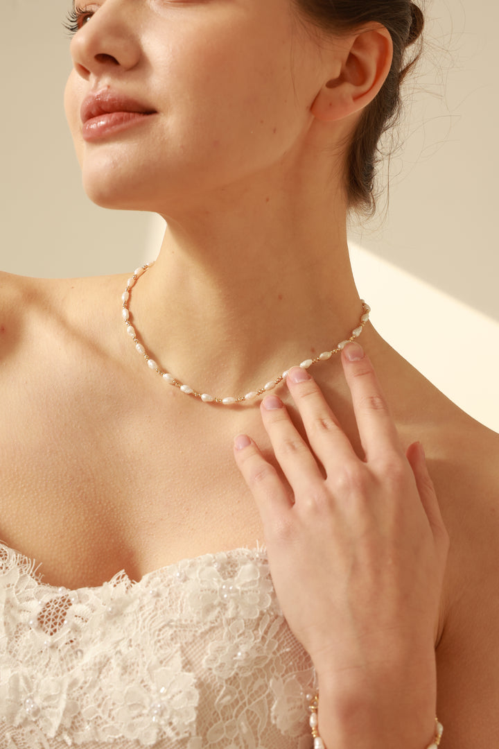 Lucienne Keshi Pearl and Gold Bead Necklace Bracelet Collection