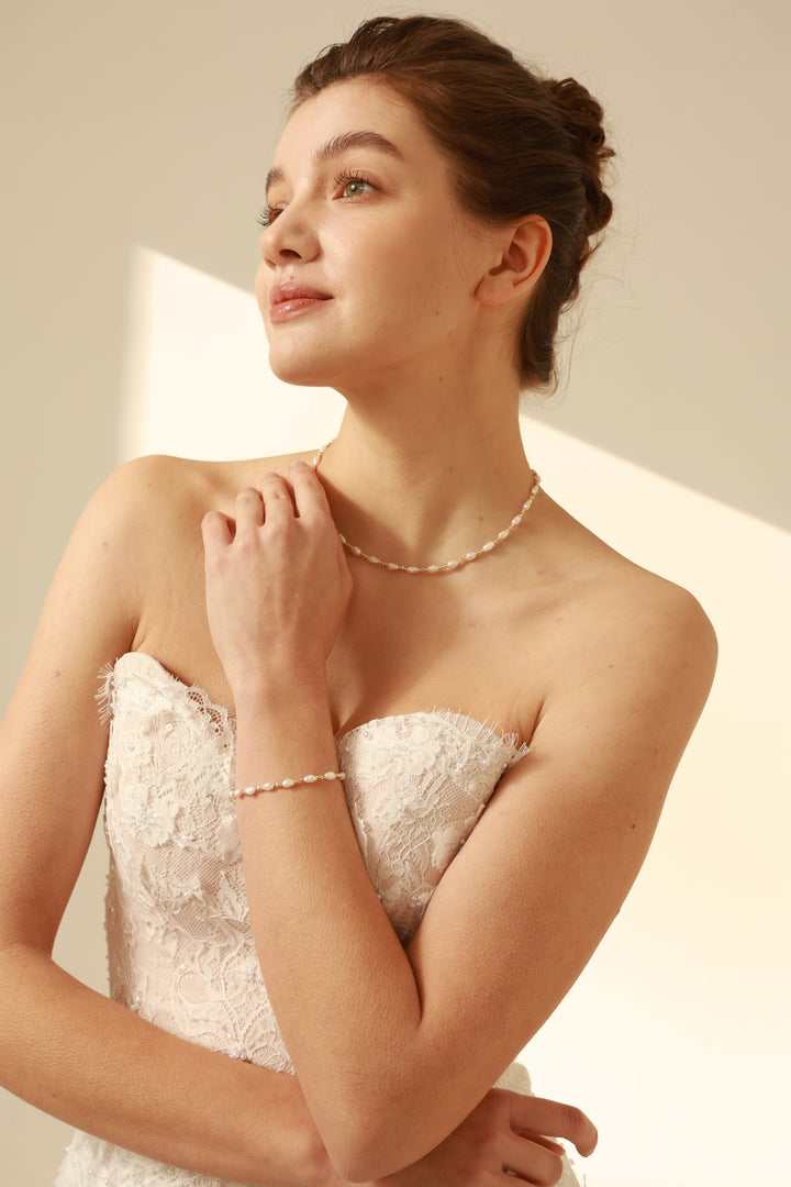 Lucienne Keshi Pearl and Gold Bead Necklace Bracelet Collection