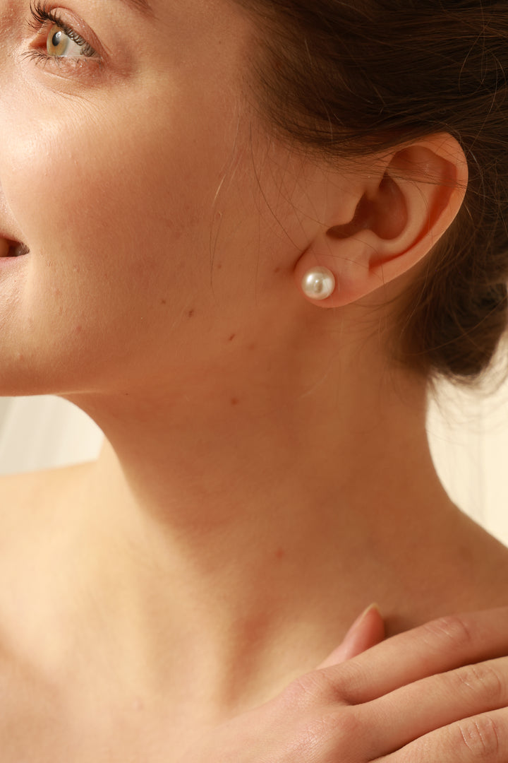 Classic 9-10mm Genuine Pearl Bridesmaids Stud Earrings