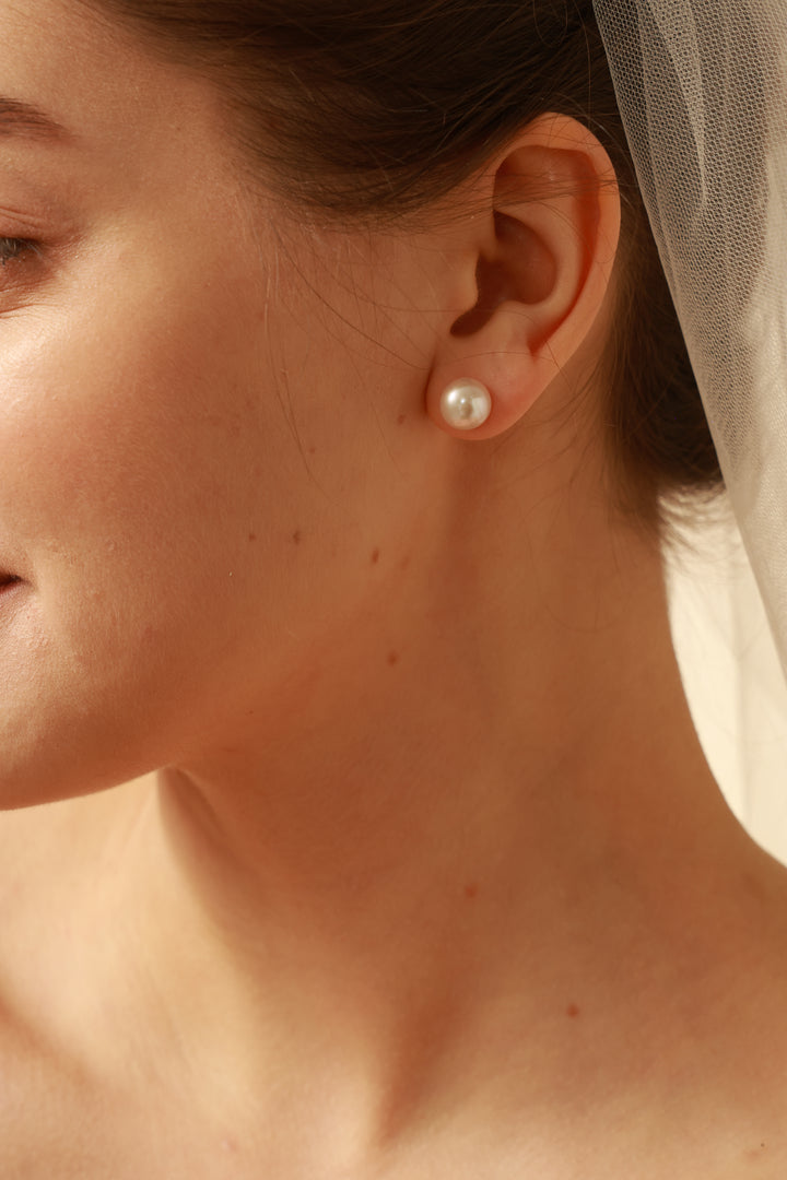 Classic 9-10mm Genuine Pearl Bridesmaids Stud Earrings
