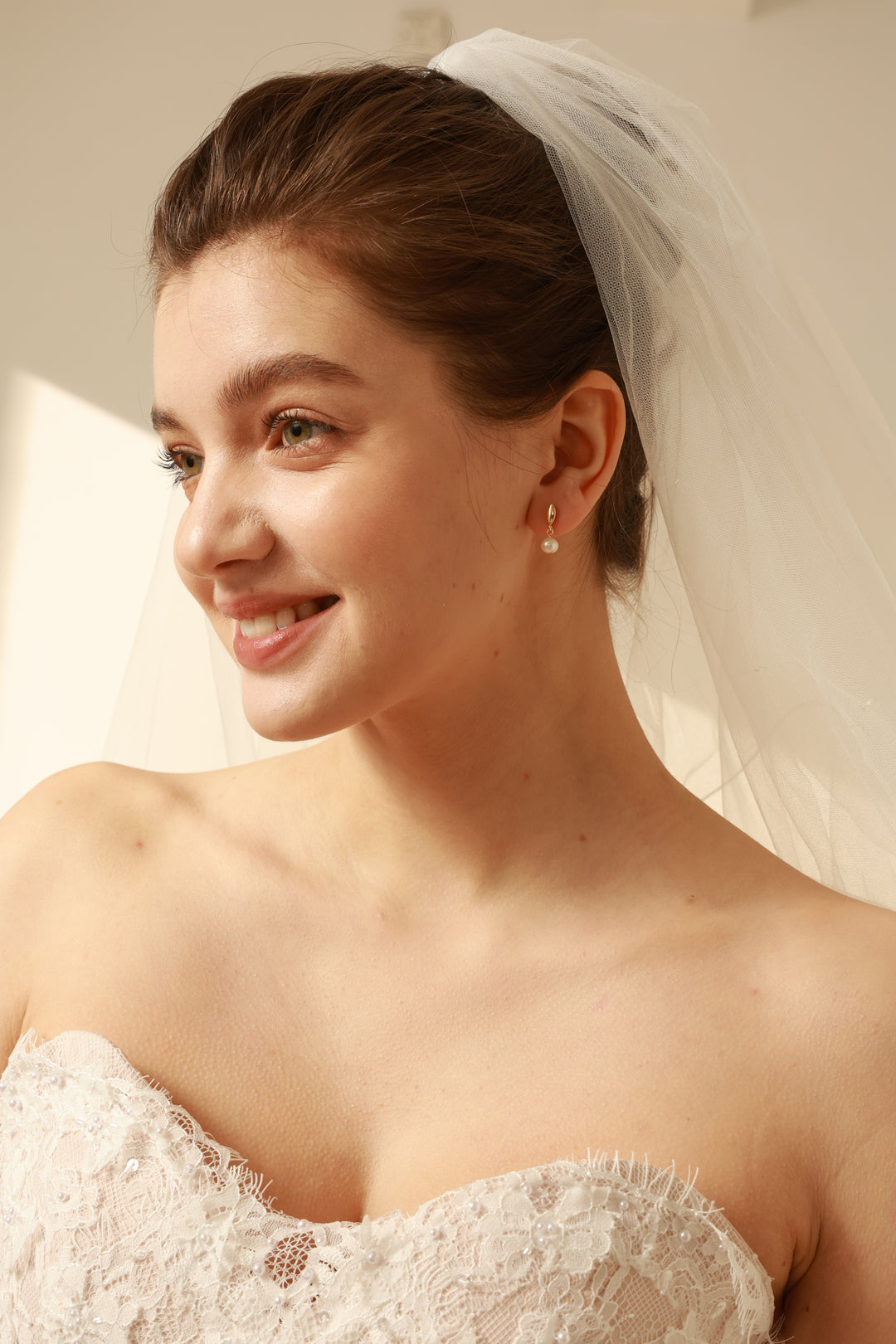 Minimalist Freshwater Pearl Bridesmaids Drop Earrings