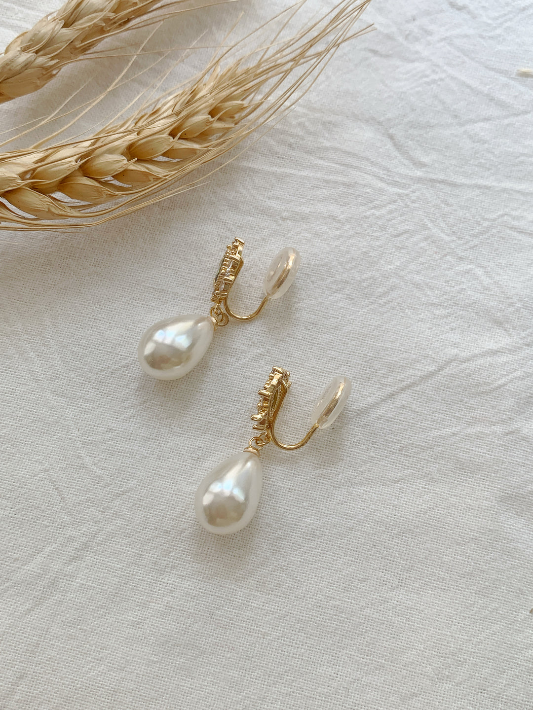 Vintage Green Zircon Pearl Earrings