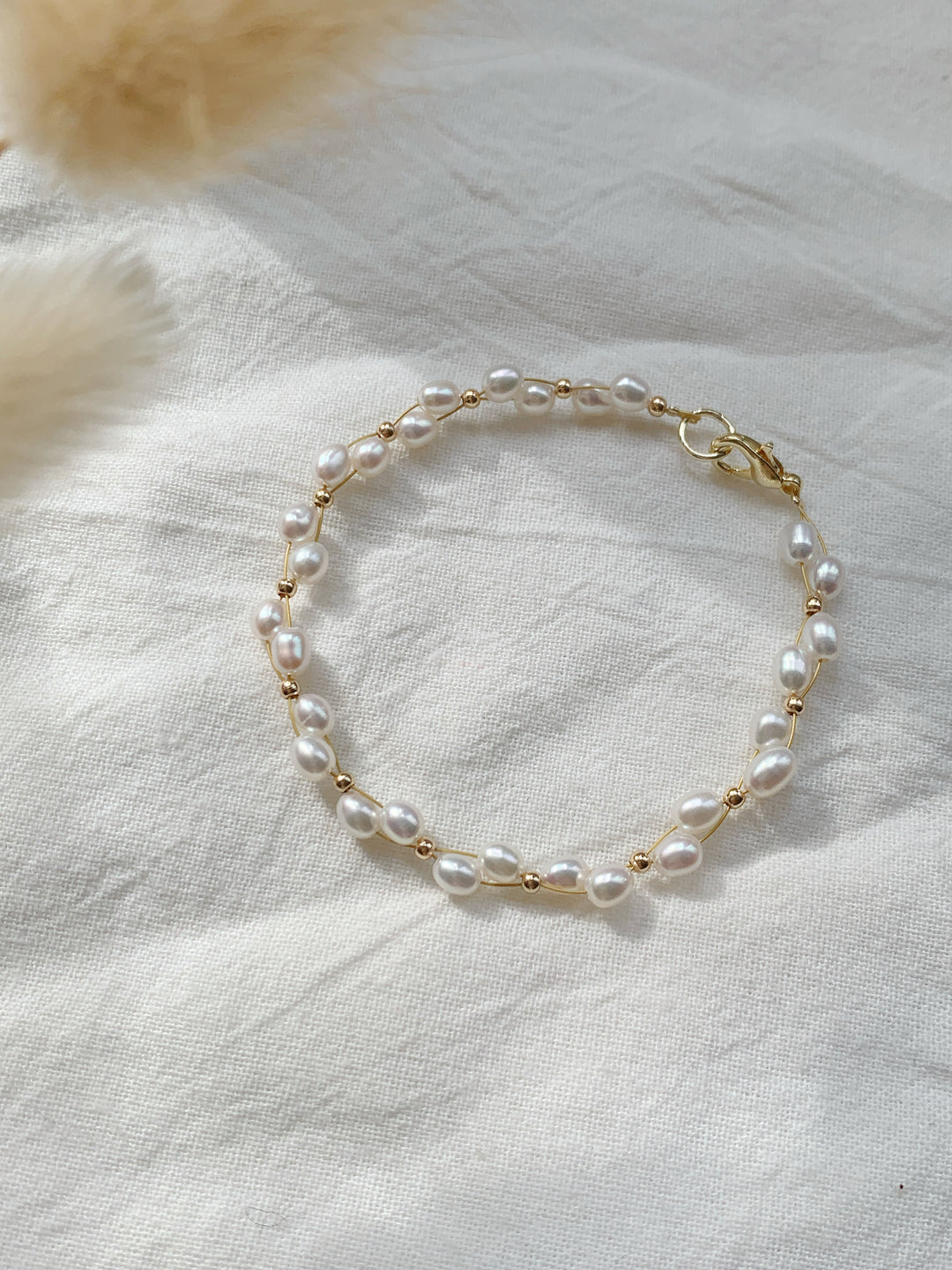 Dainty Rice Pearl Braided Bracelets