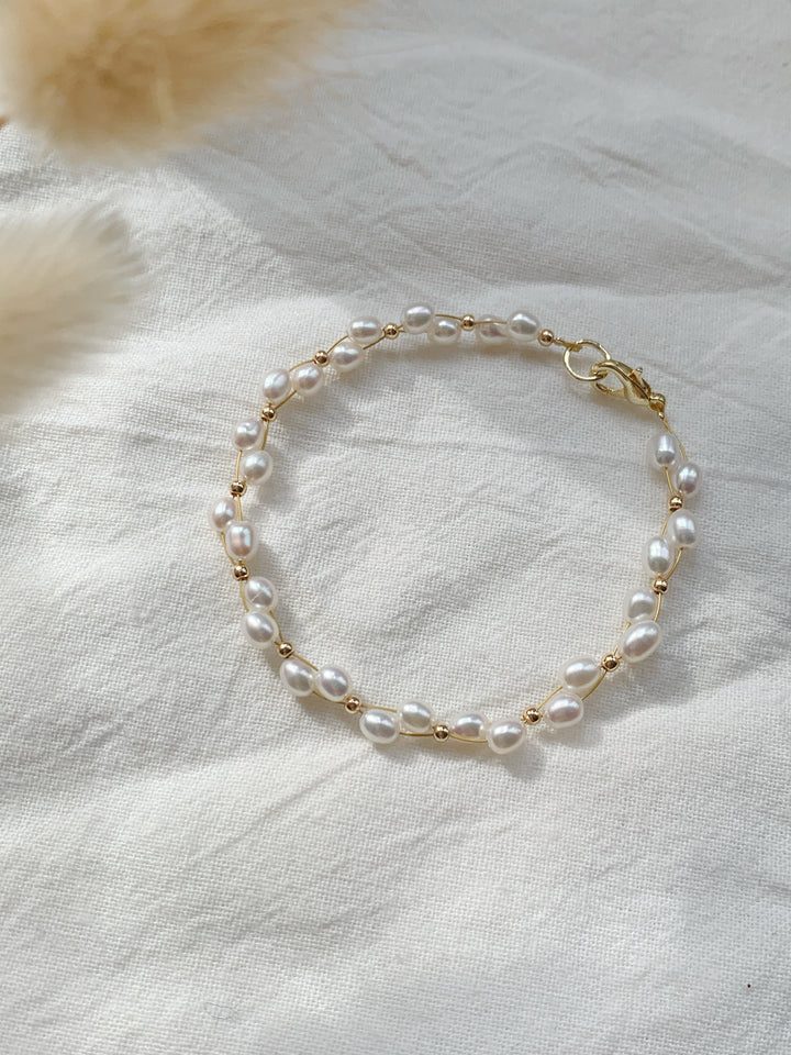 Dainty Rice Pearl Braided Bracelets