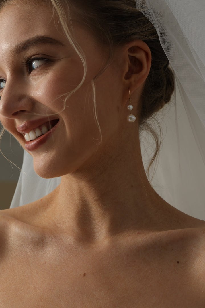 Genuine Baroque Bridal Pearl Drop Earring
