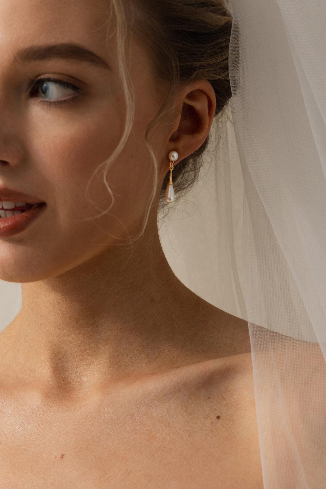 Classic Teardrop Pearl Bridal Drop Earrings