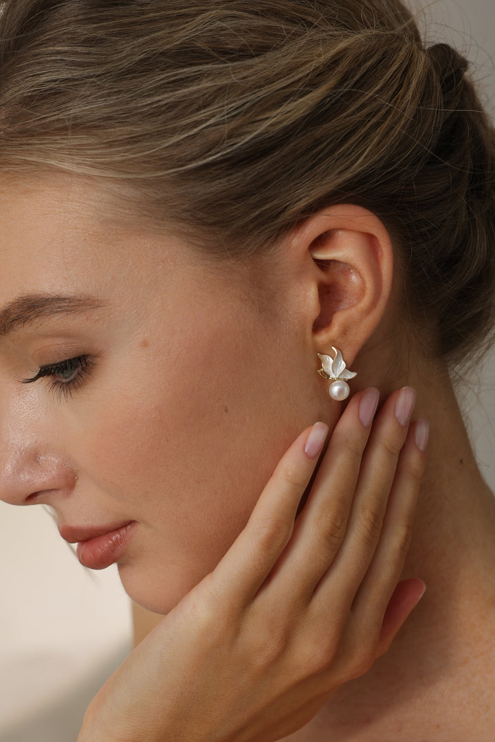 Butterfly Freshwater Pearl Bridesmaids Stud Earrings