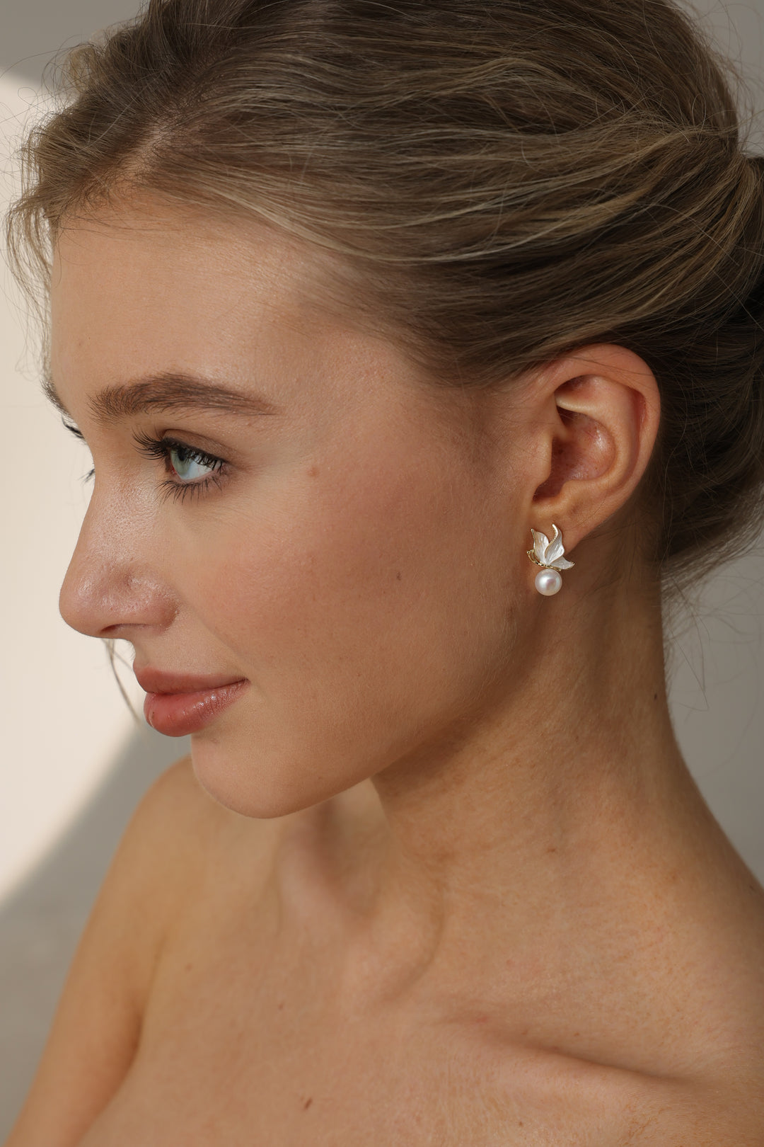 Butterfly Freshwater Pearl Bridesmaids Stud Earrings