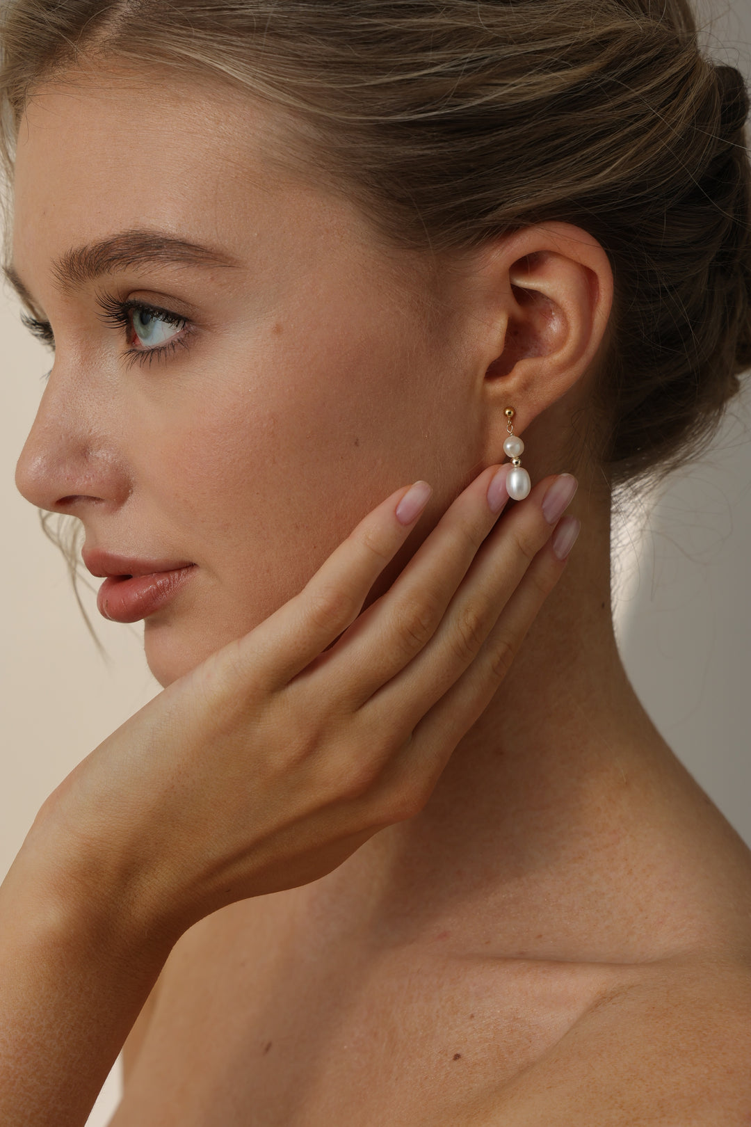 Baroque Pearl Gold Ball Bridal Drop Earrings