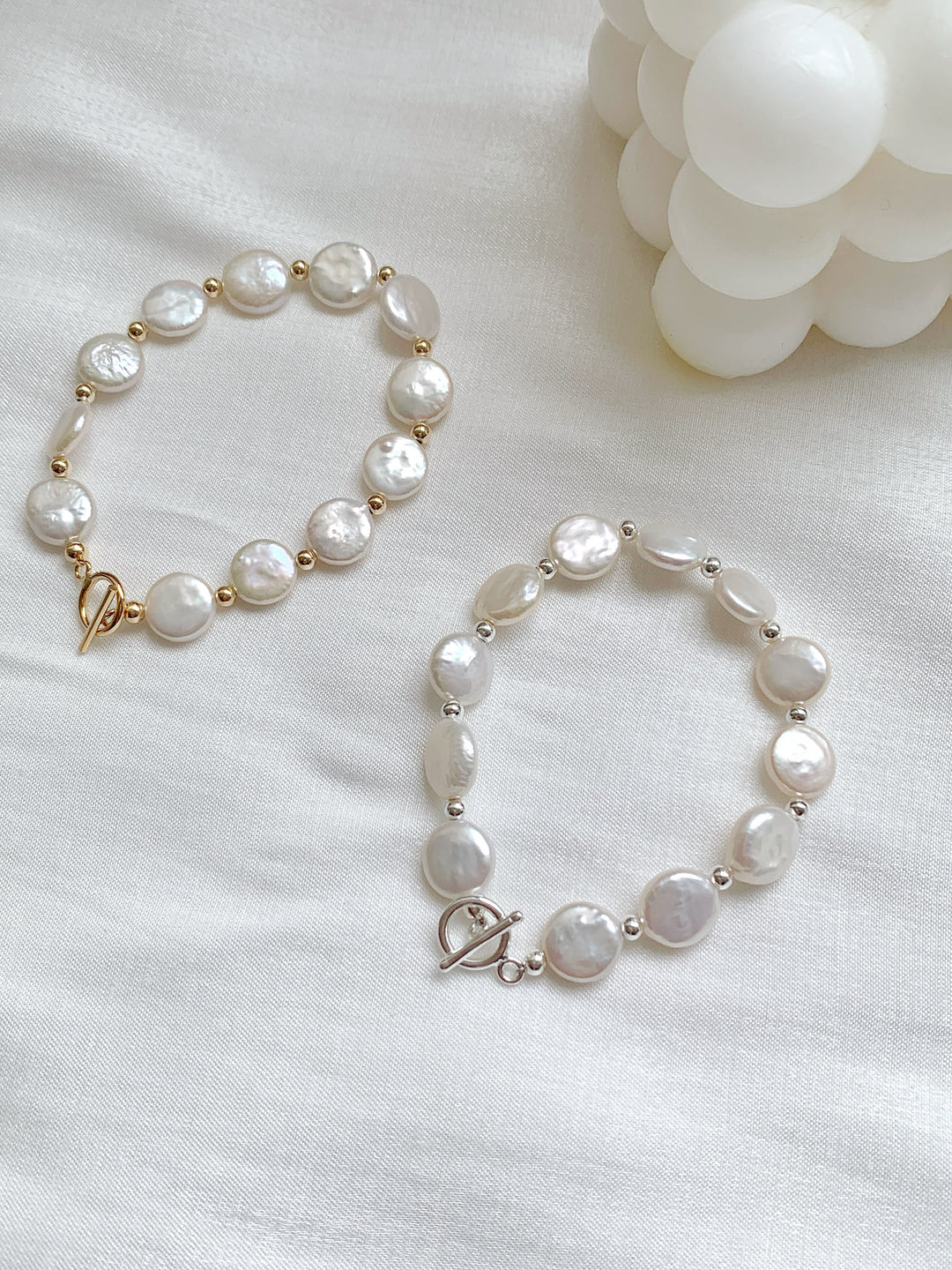 Genuine Coin Baroque Pearls Beaded Bracelet