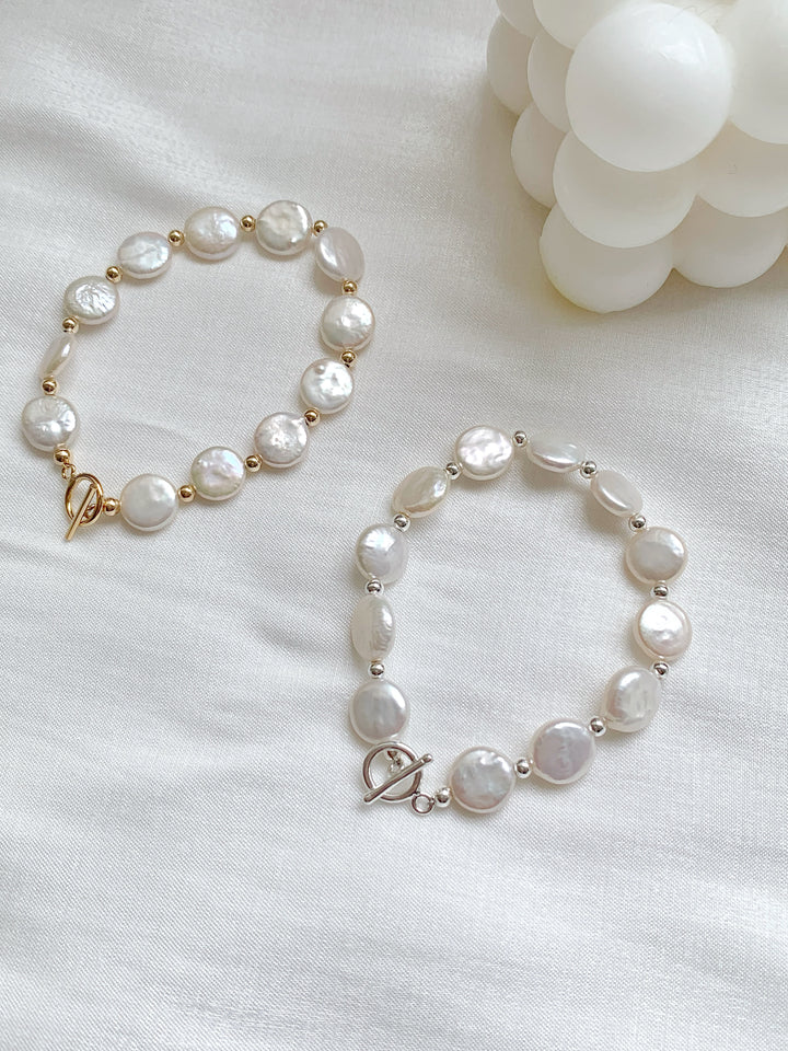 Genuine Coin Baroque Pearls Beaded Bracelet
