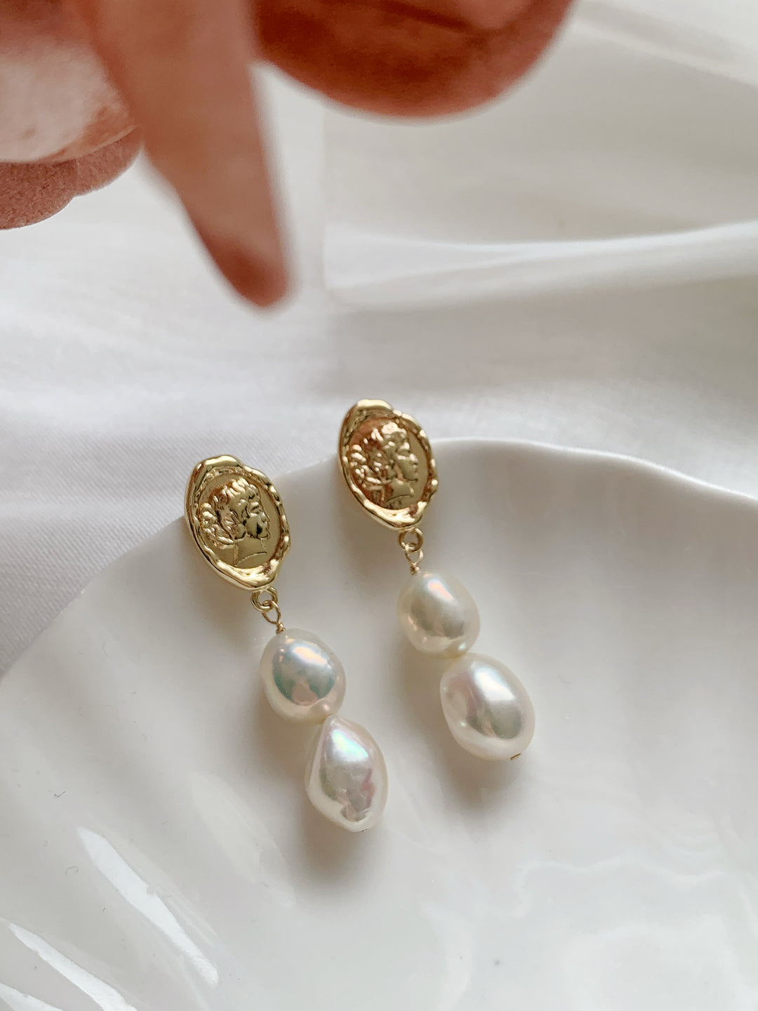 Vintage Baroque Pearl Drop Bridal Earrings