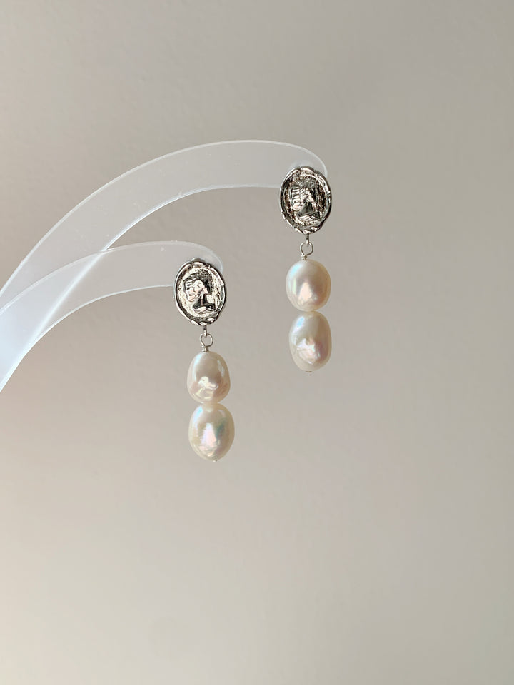 Vintage Baroque Pearl Drop Bridal Earrings