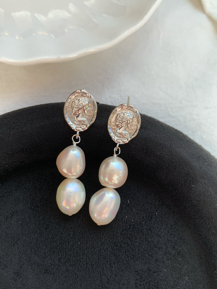 Vintage Baroque Pearl Drop Bridal Earrings