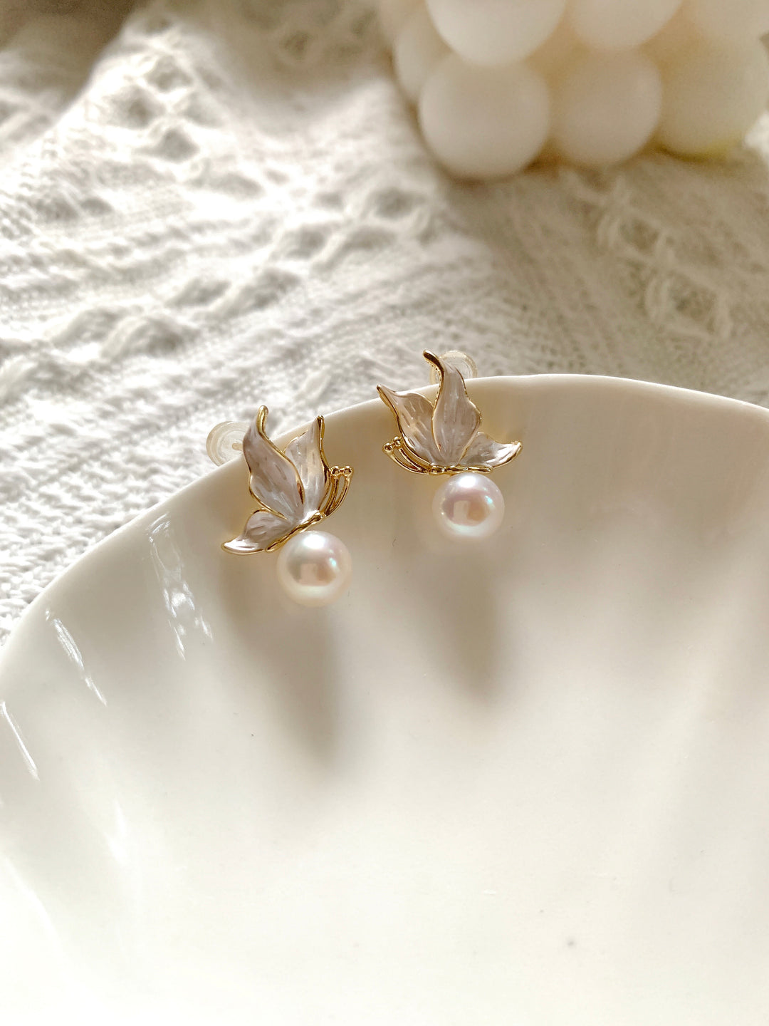 Butterfly Freshwater Pearl Bridesmaids Stud Earrings
