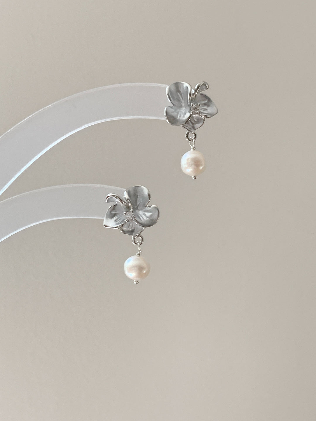 Orchid Floral Pearl Drop Bridesmaids Earrings