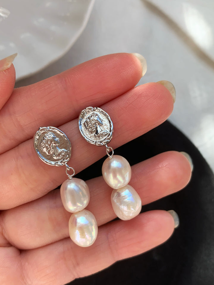 Vintage Baroque Pearl Drop Bridal Earrings