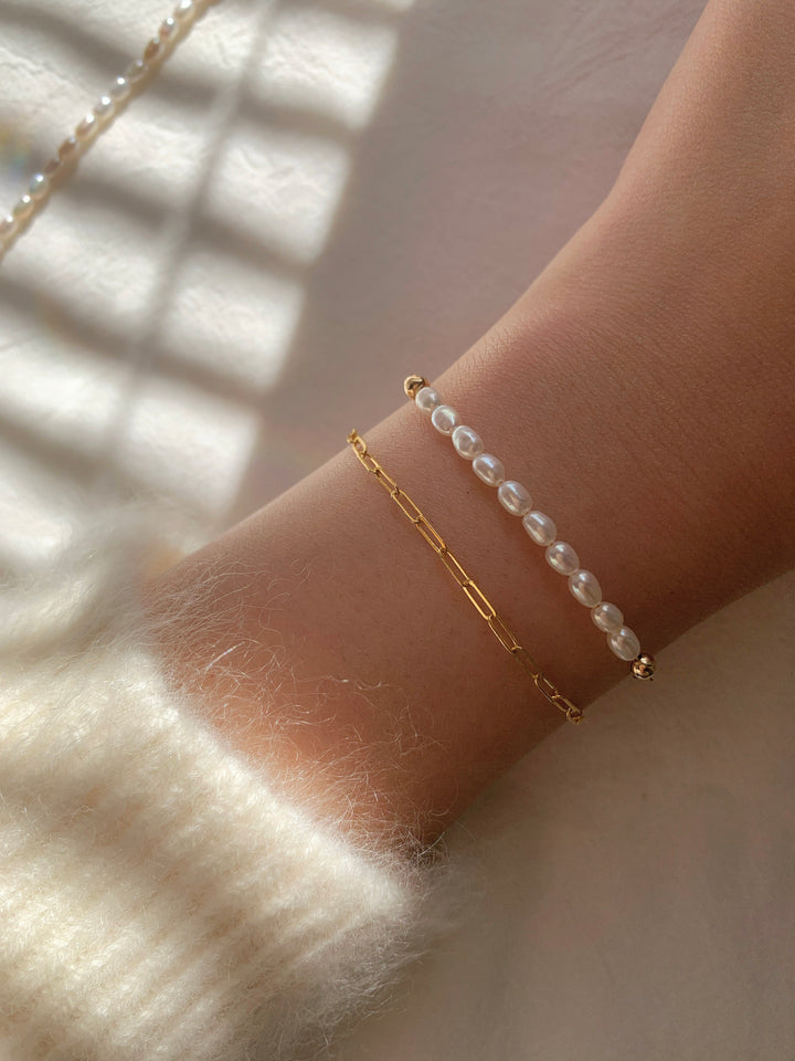 Genuine Tiny Rice Pearls Beaded Bracelet For Women