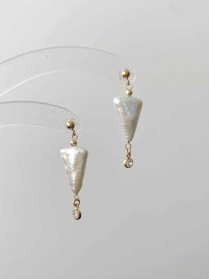 Triangle Baroque Pearl Bridal Drop Earrings