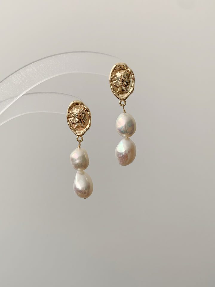 Vintage Baroque Pearl Drop Bridal Earrings