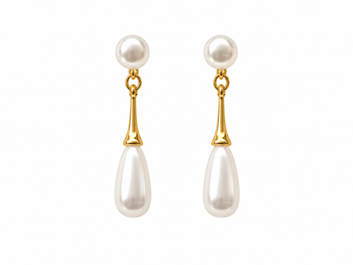 Classic Teardrop Pearl Bridal Drop Earrings