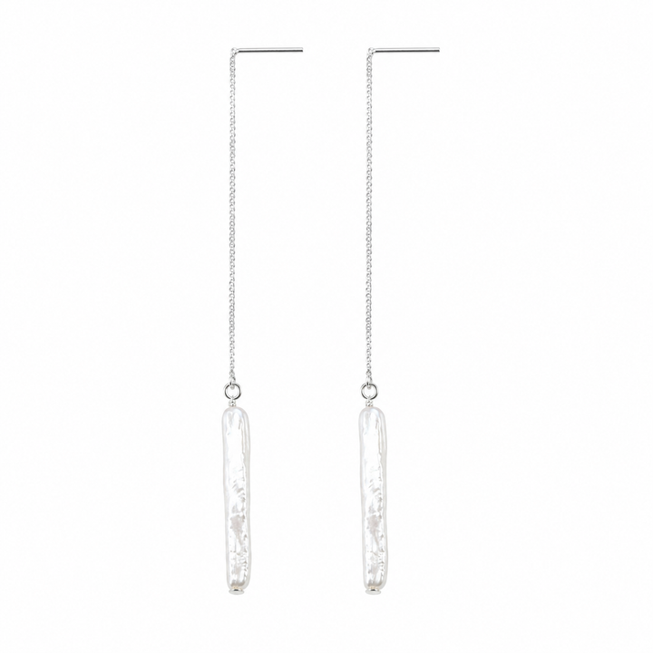 Elegant Gold Threader Bridal Earrings with Baroque Pearl Drop