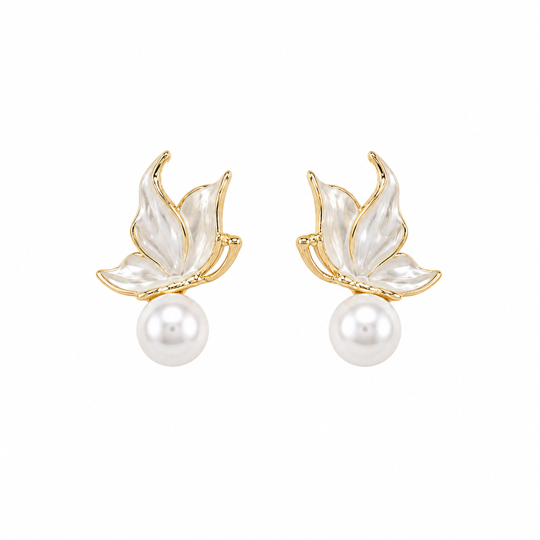 Butterfly Freshwater Pearl Bridesmaids Stud Earrings