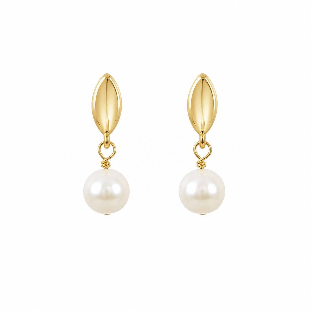 Minimalist Freshwater Pearl Bridesmaids Drop Earrings