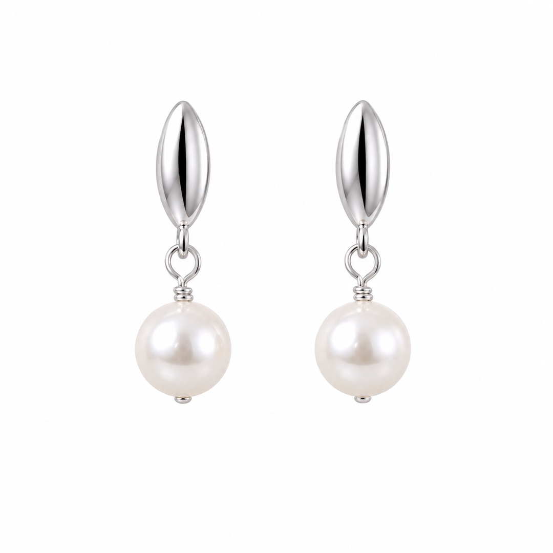 Minimalist Freshwater Pearl Bridesmaids Drop Earrings