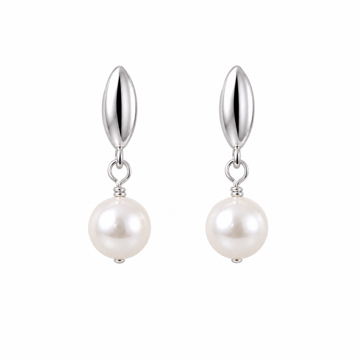 Minimalist Freshwater Pearl Bridesmaids Drop Earrings