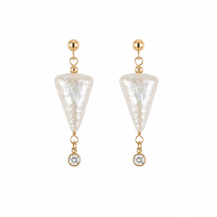 Triangle Baroque Pearl Bridal Drop Earrings