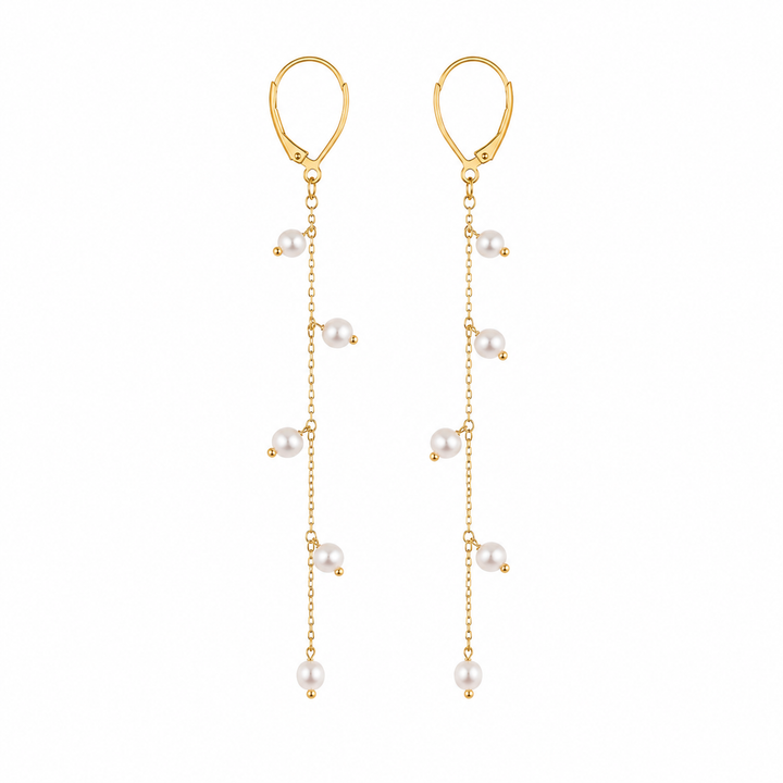 Rice Pearl Bridal Long Drop Earrings