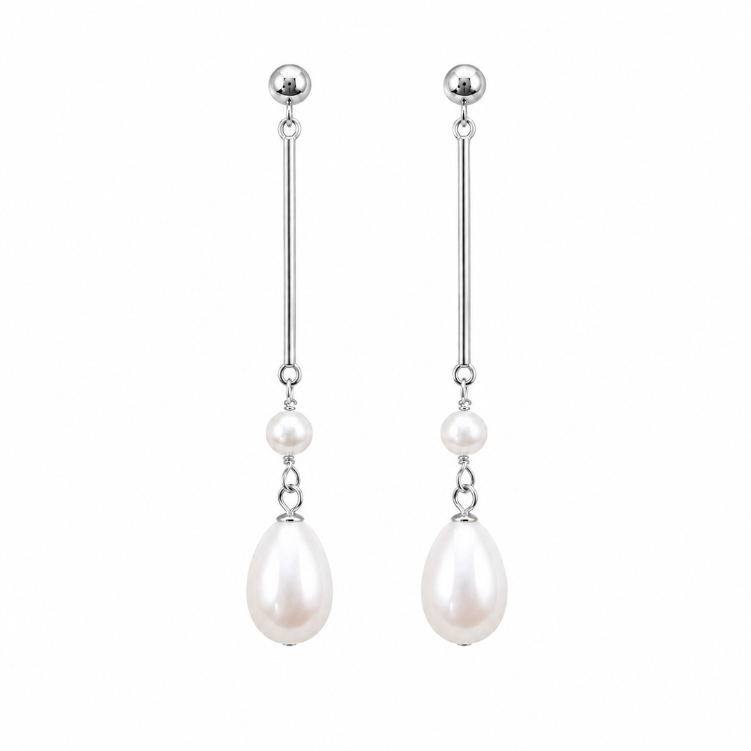 Minimalist Teardrop Pearl Bridal Earrings