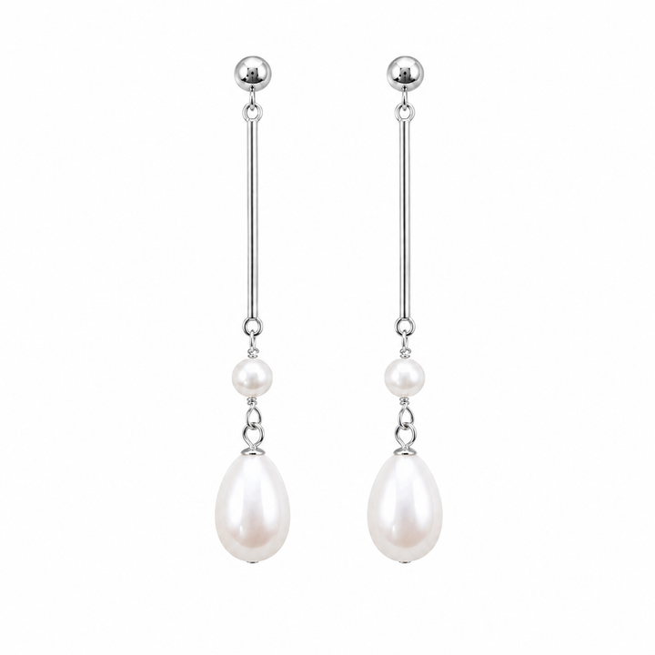 Minimalist Teardrop Pearl Bridal Earrings