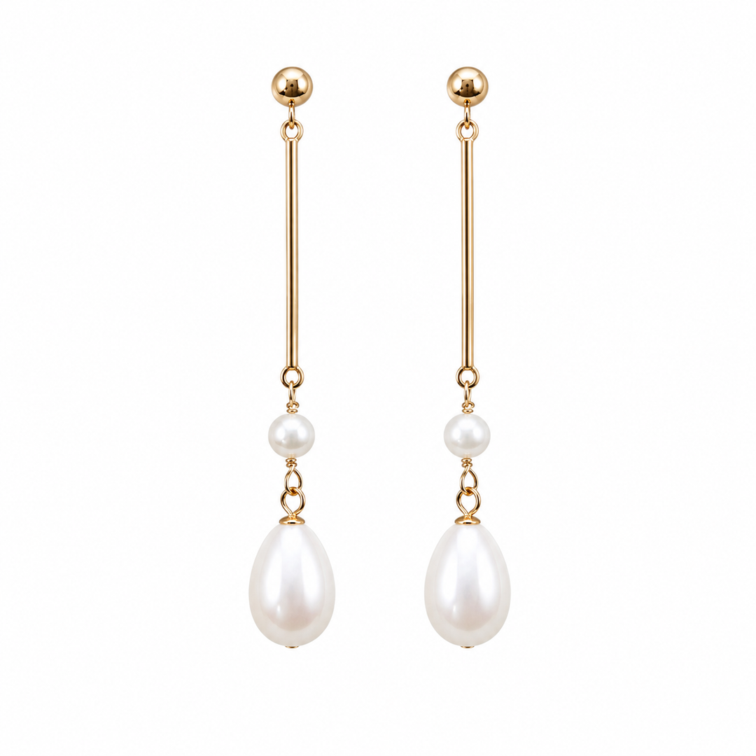 Minimalist Teardrop Pearl Bridal Earrings